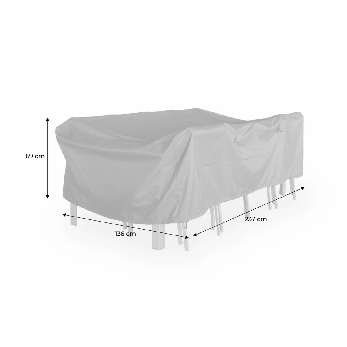 SWEEEK Housse de protection 235x135cm gris foncé - Bâche rectangulaire en polyester enduit PA pour tables de jardin Odenton / Washington