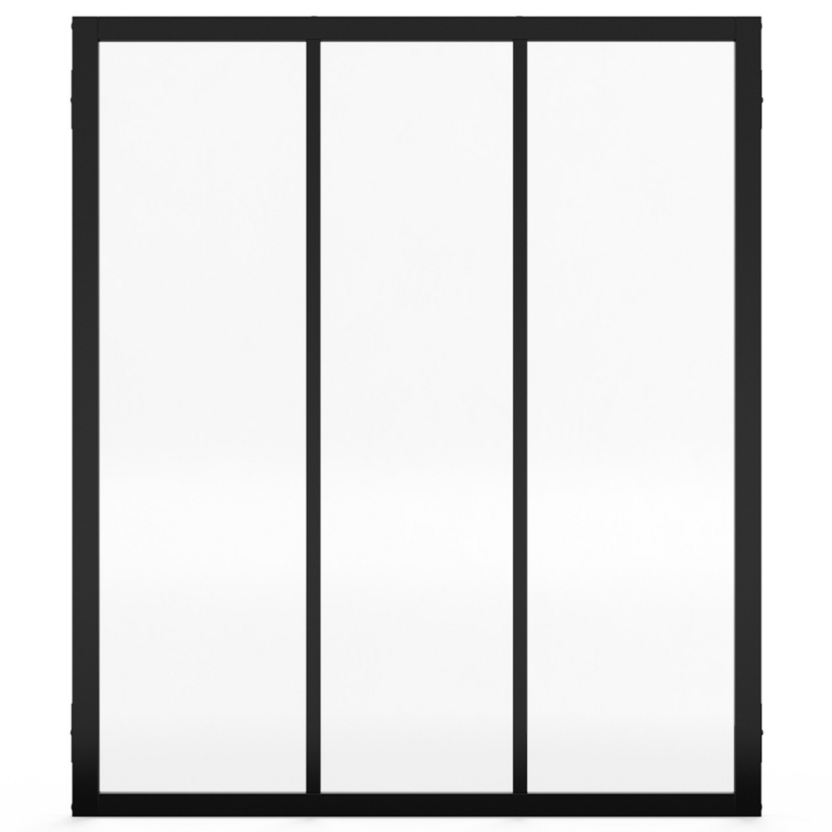 ID MARKET Verrière atelier 3 vitrages L. 93 x H.108 cm en métal noir et verre trempé