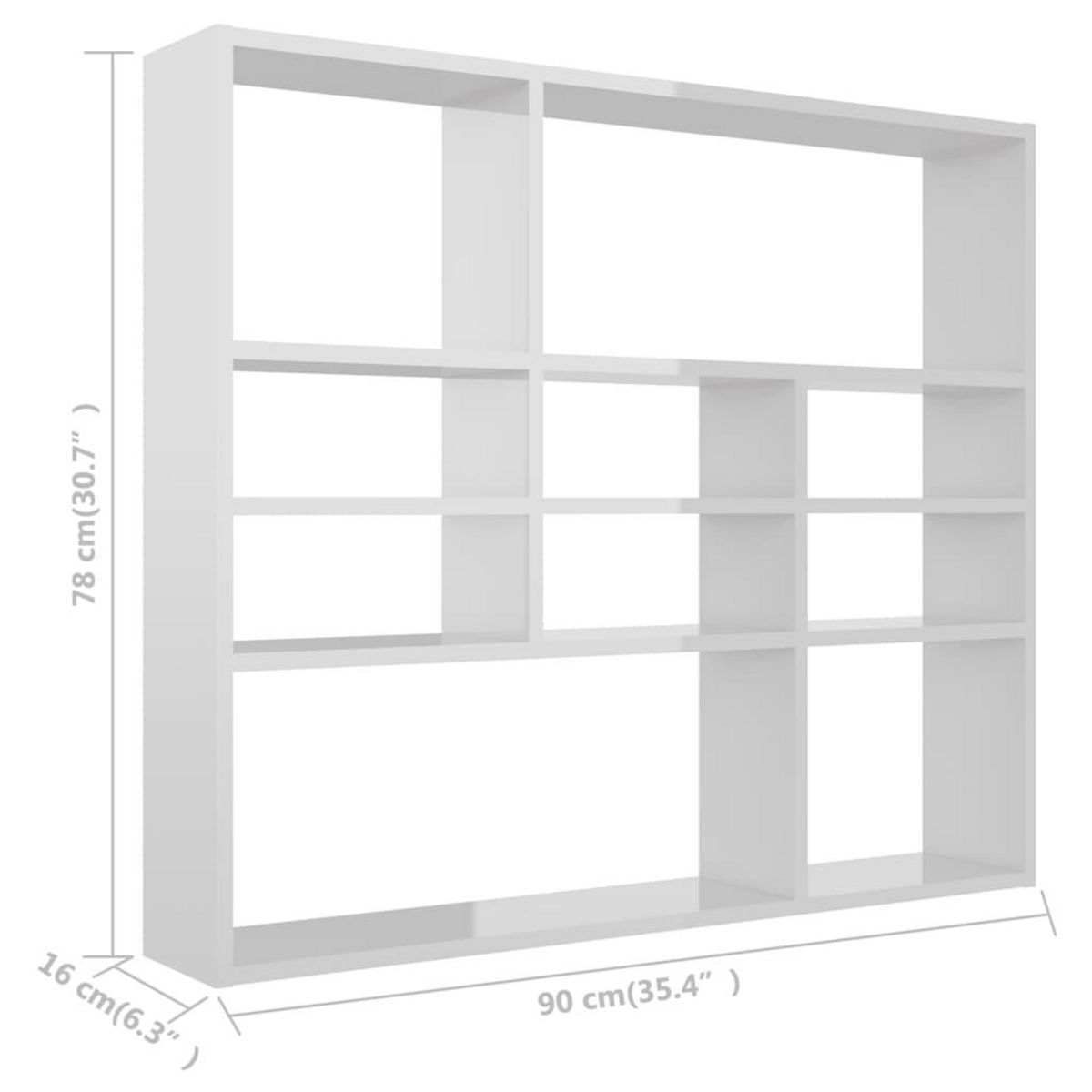 VIDAXL Etagere murale Blanc brillant 90x16x78 cm Bois d'ingenierie