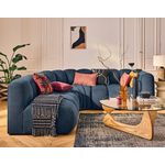 LISA DESIGN Debbie - canapé modulable d'angle gauche 4 places avec accoudoir en tissu texturé. Coloris disponibles : Marron, Rose, Orange, Gris, Noir