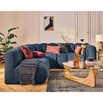 LISA DESIGN Debbie - canapé modulable d'angle gauche 4 places avec accoudoir en tissu texturé. Coloris disponibles : Bleu, Beige, Noir, Vert, Rose, Orange, Gris, Marron