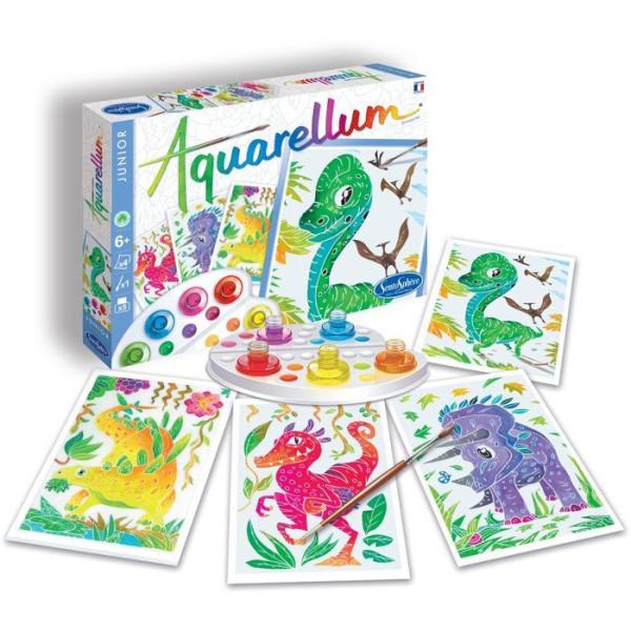 Voir la diapositive 3 : Sentosphere Peinture aquerelle - sentosphere - aquarellum junior - dinosaures - 5 couleurs - sertissage sur papier vélin - des 7 ans