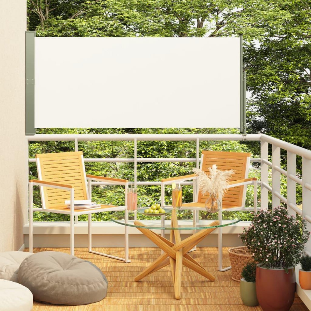 VIDAXL Auvent lateral retractable de patio 140x300 cm Creme