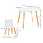 HOMCOM Ensemble table et chaises enfant design scandinave motif ourson bois pin MDF blanc