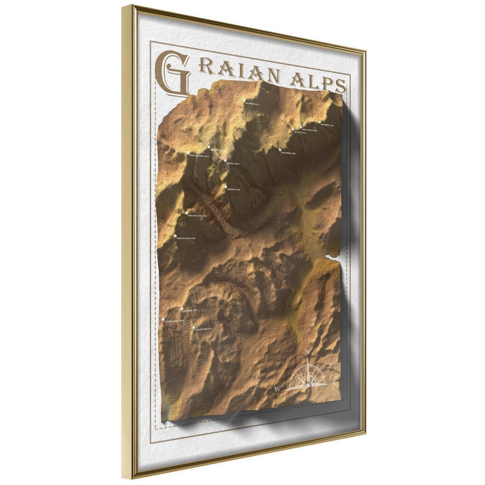 Paris Prix Affiche murale encadrée  raised relief map graian alps