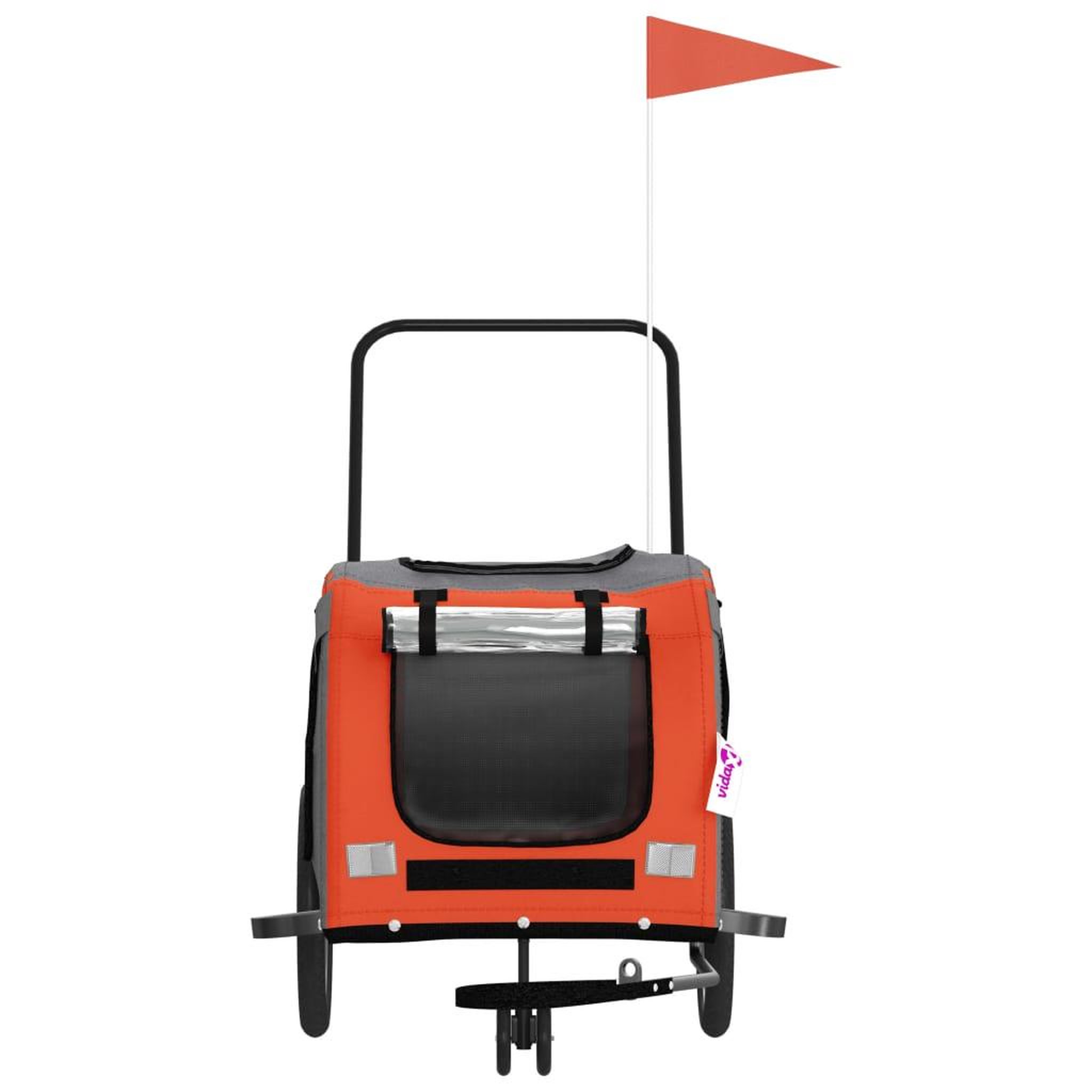 Voir la diapositive 4 : VIDAXL Remorque de velo pour animaux de compagnie orange et gris