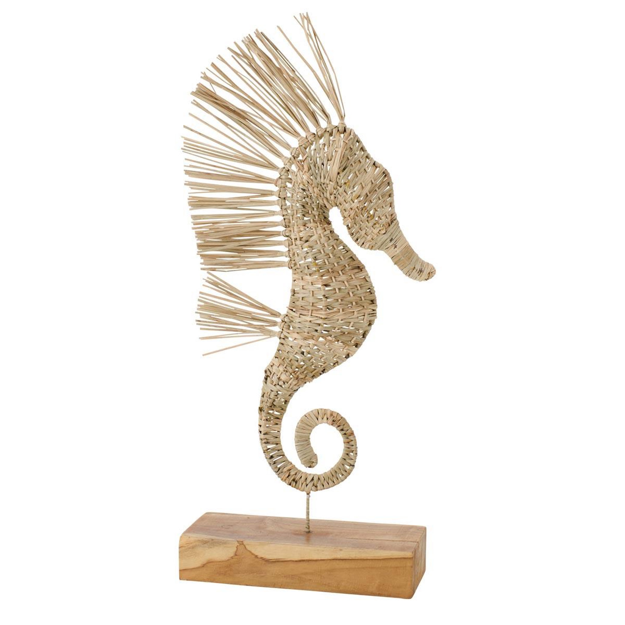 J-LINE Statue hippocampe herbe  nut  80cm naturel