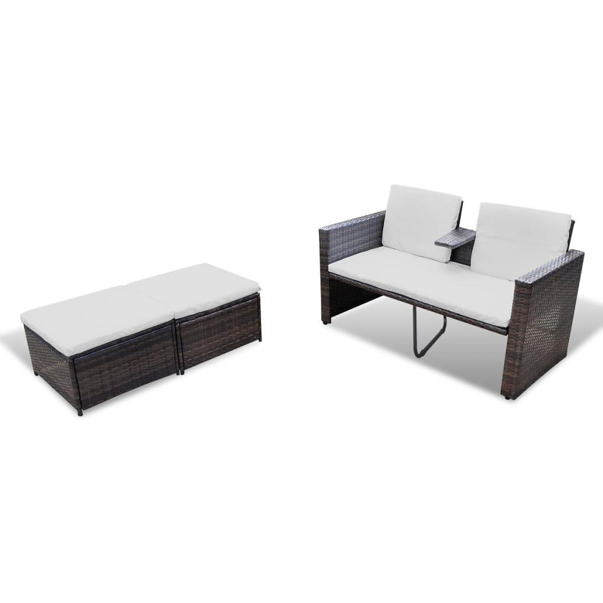 Voir la diapositive 5 : VIDAXL Salon de jardin 4 pcs avec coussins Resine tressee Marron
