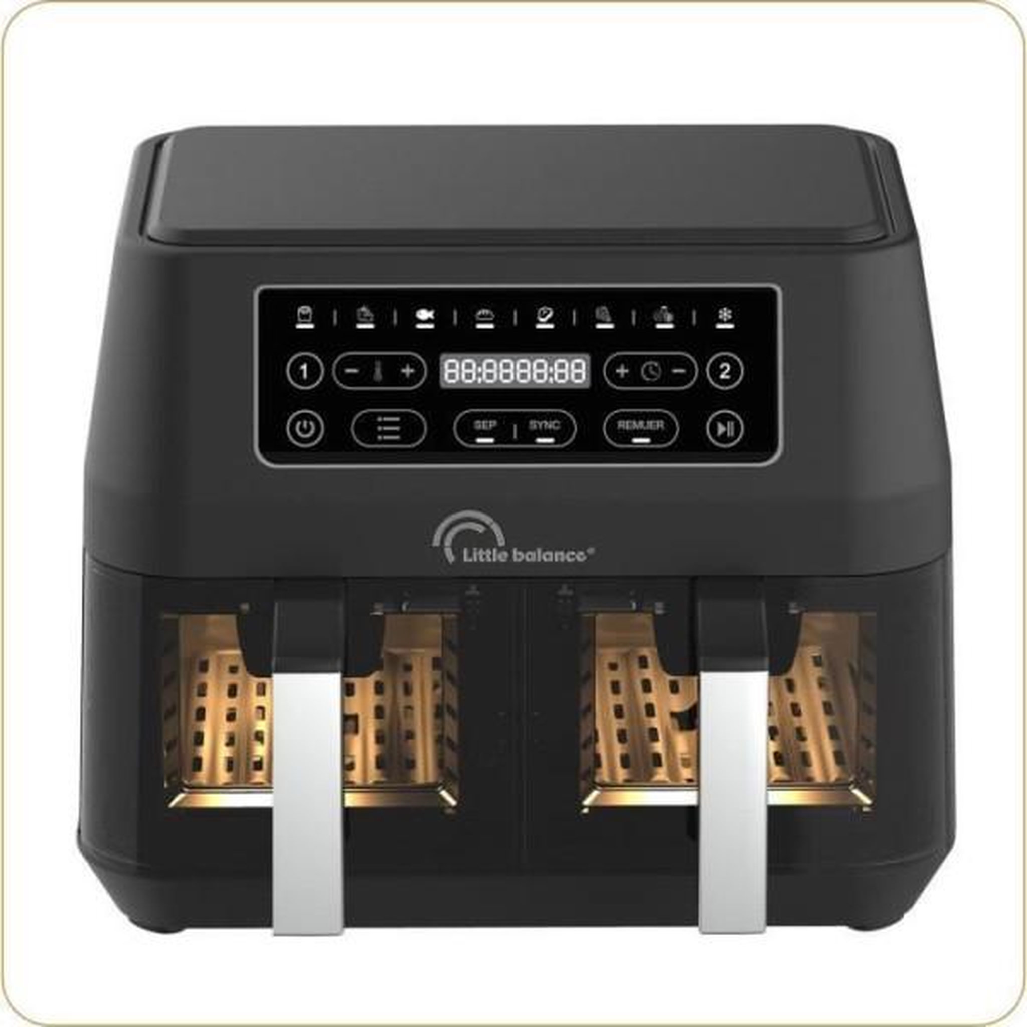 LITTLE BALANCE Friteuse Electrique  sans huile LITTLE BALANCE - Crousty Light Duo - Double cuve 9L - Jusqu'a 1,8kg de frites - 9 programmes de cuisson - 24