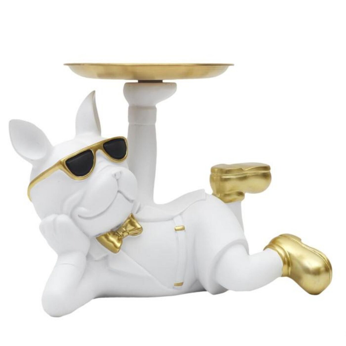 Paris Prix Vide-Poche Statue  Bulldog  27cm Blanc