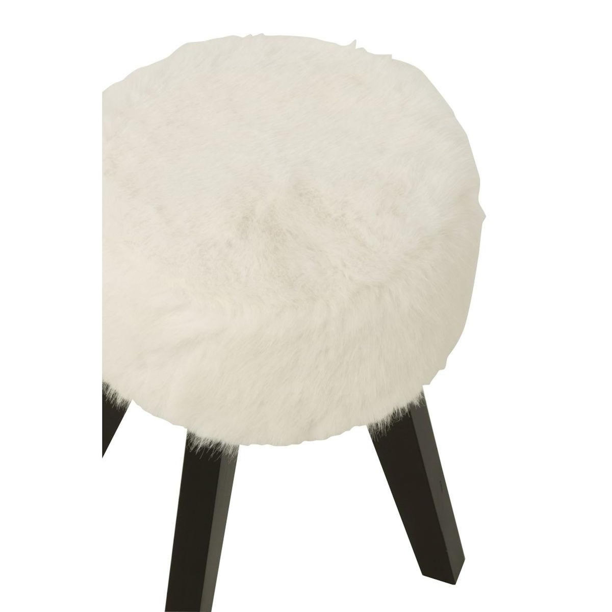 Paris Prix Tabouret Imitation Fourrure  Bun  30cm Blanc