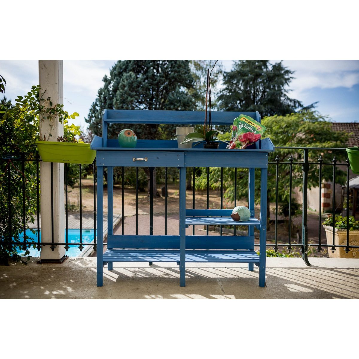 Ensemble atelier de jardinage en bois bleu CUB 