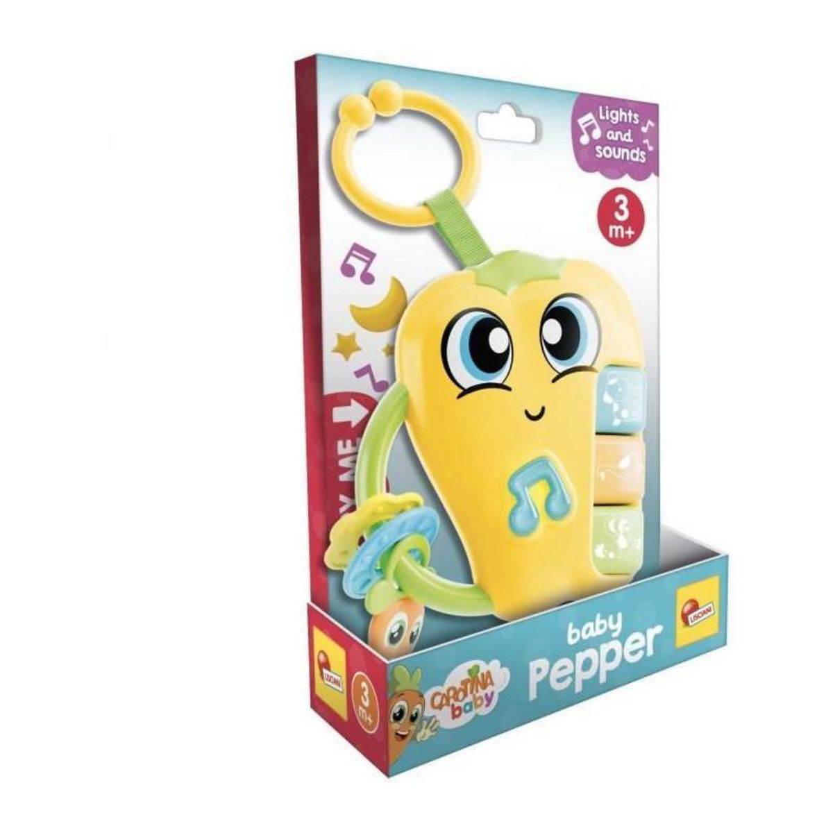 LISCIANI GIOCHI Pepper - Hochet électronique - CAROTINA BABY - Sons et mélodies joyeuses, Anneaux de dentition