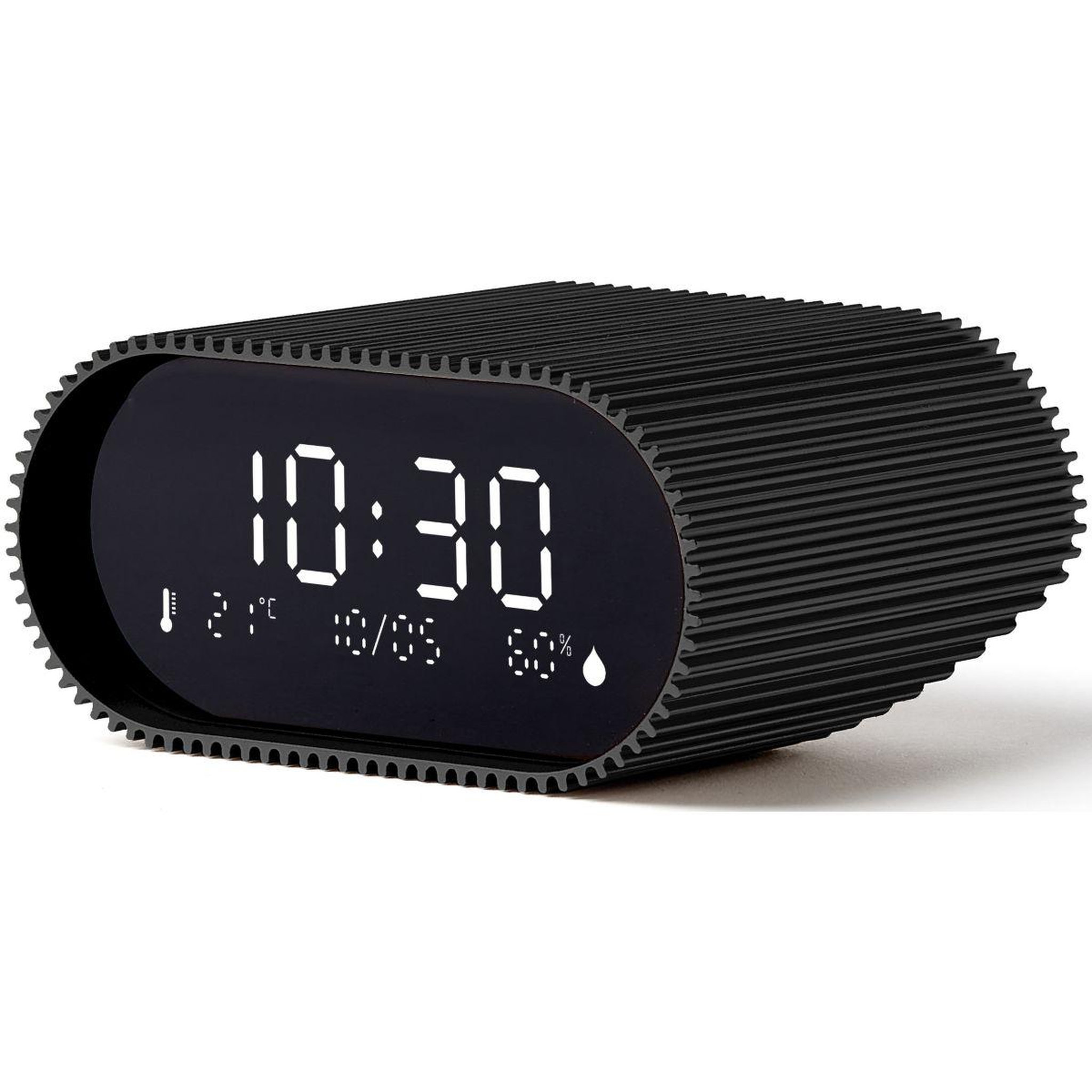Voir la diapositive 2 : LEXON Réveil ray clock thermomètre et hygromètre noir