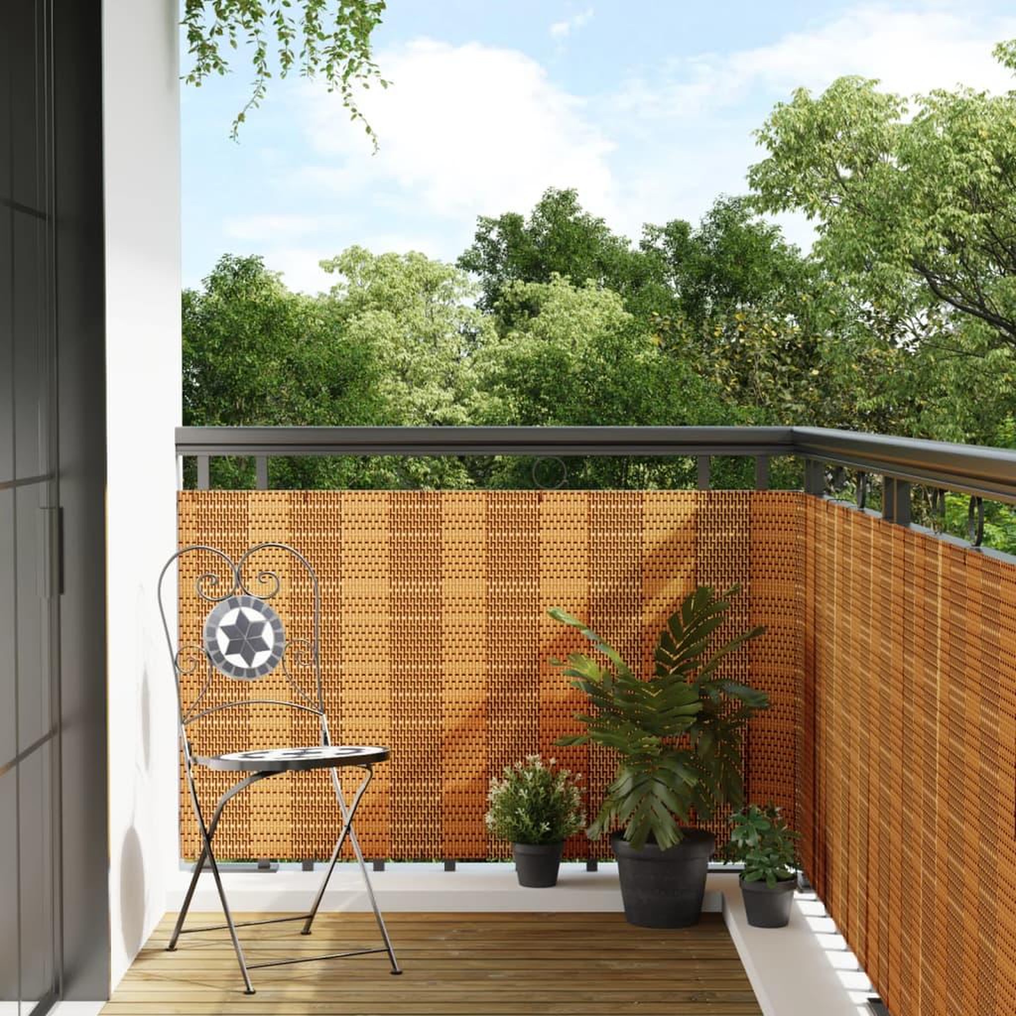 VIDAXL Paravent de balcon marron clair 300x100 cm resine tressee