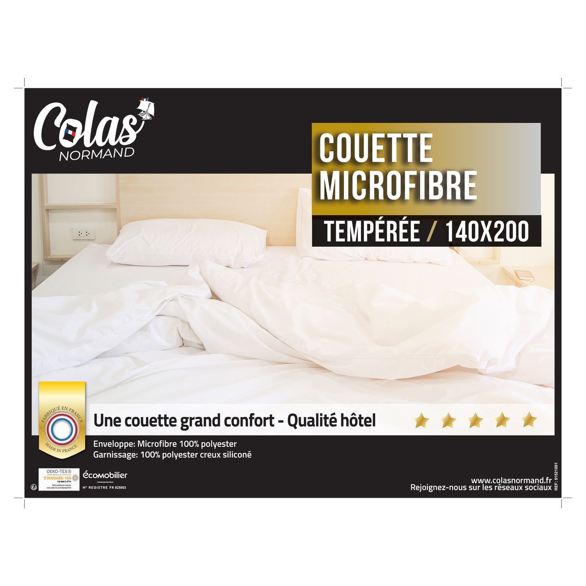 COLAS NORMAND Couette tempérée en microfibre 300 g/m²