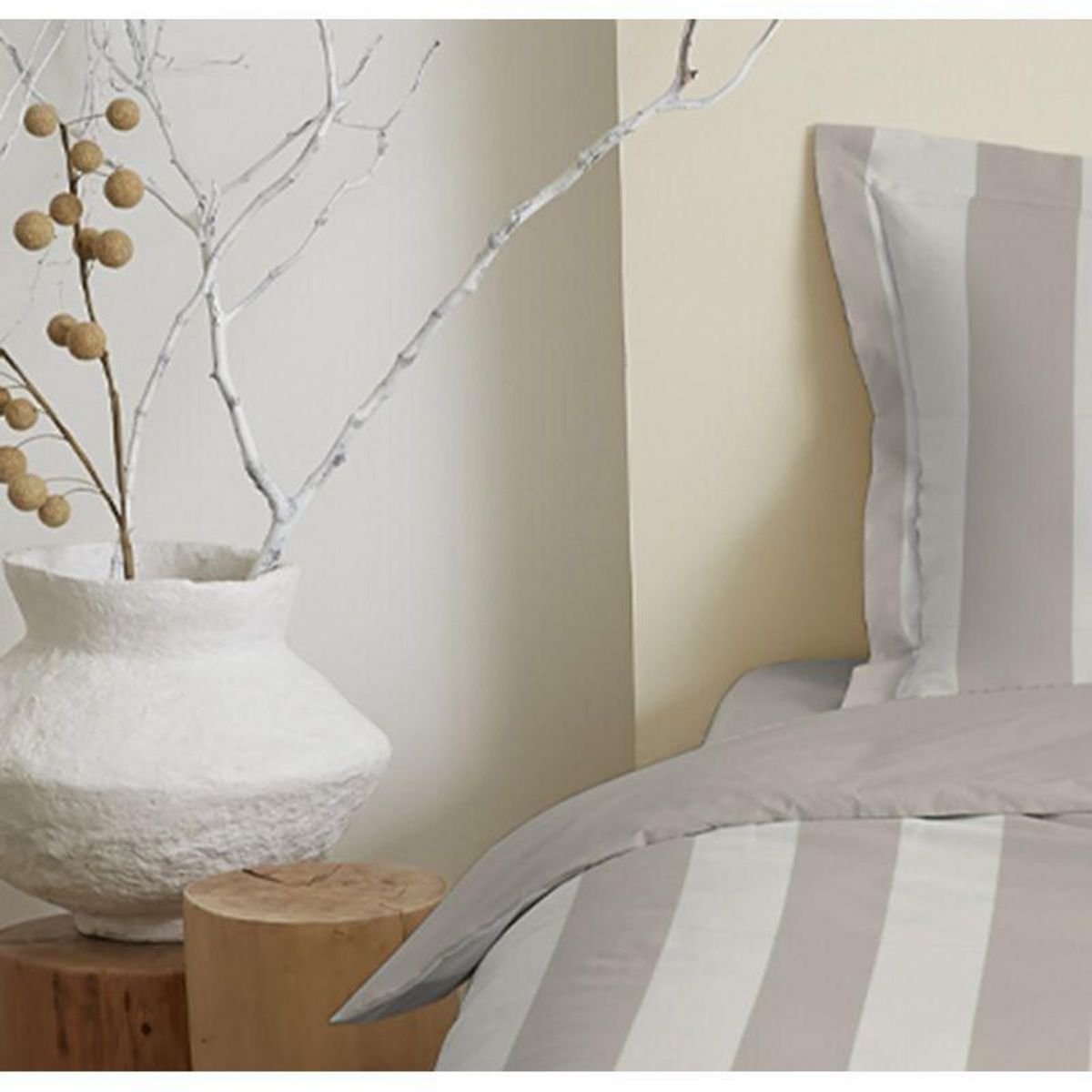 COTON PUR Parure de draps 4 pièces pour lit 140 x 190 cm Deauville beige