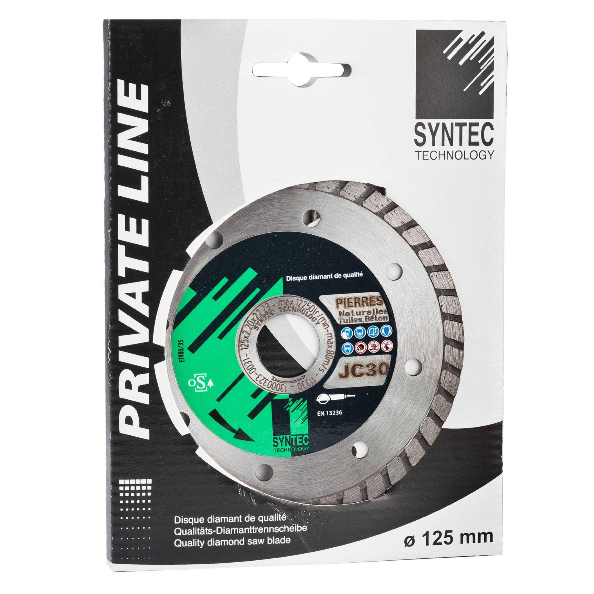 Voir la diapositive 2 : SYNTEC TECHNOLOGY Disque diamant turbo Ø 125 mm