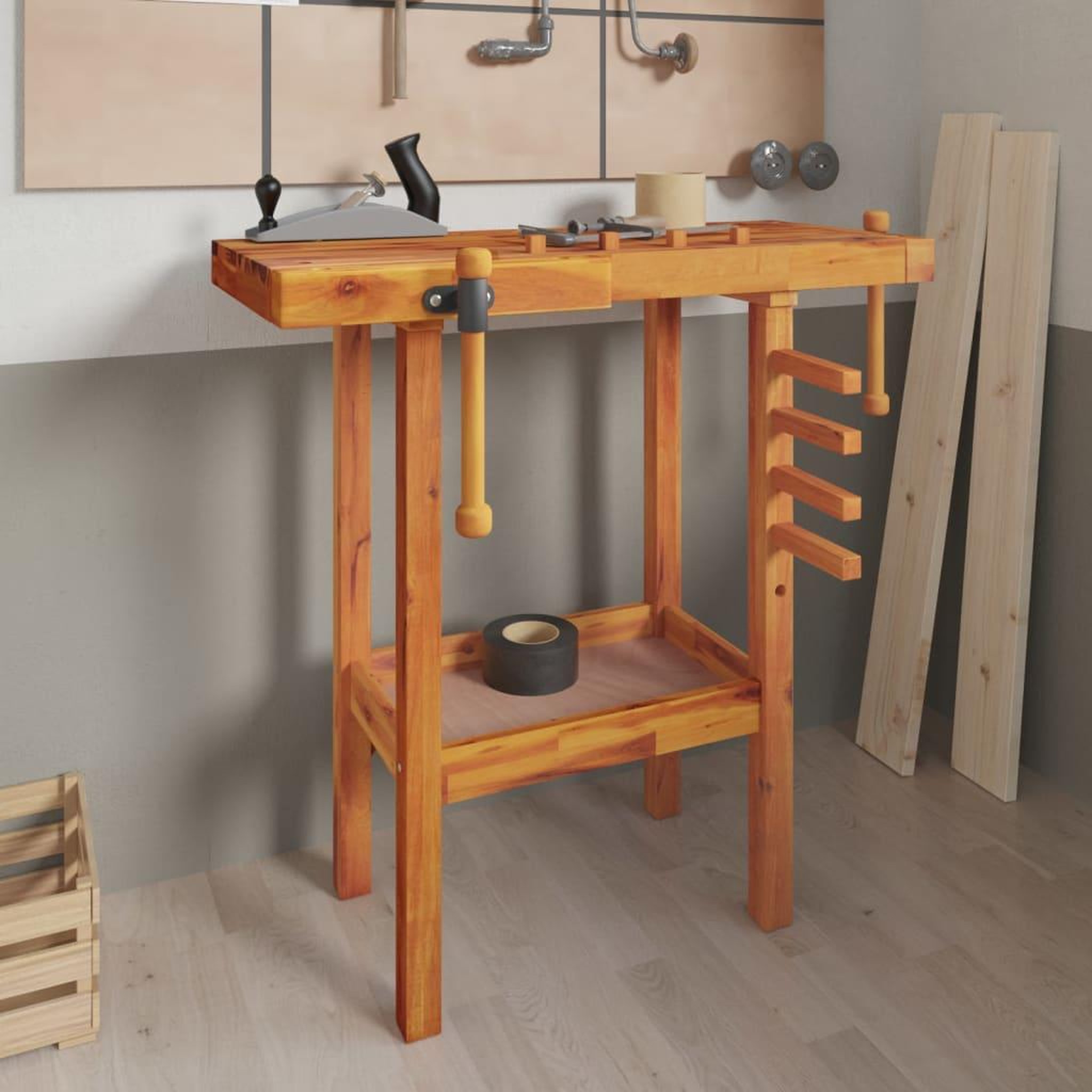 VIDAXL Etabli avec etaux 92x48x83 cm Bois massif d'acacia