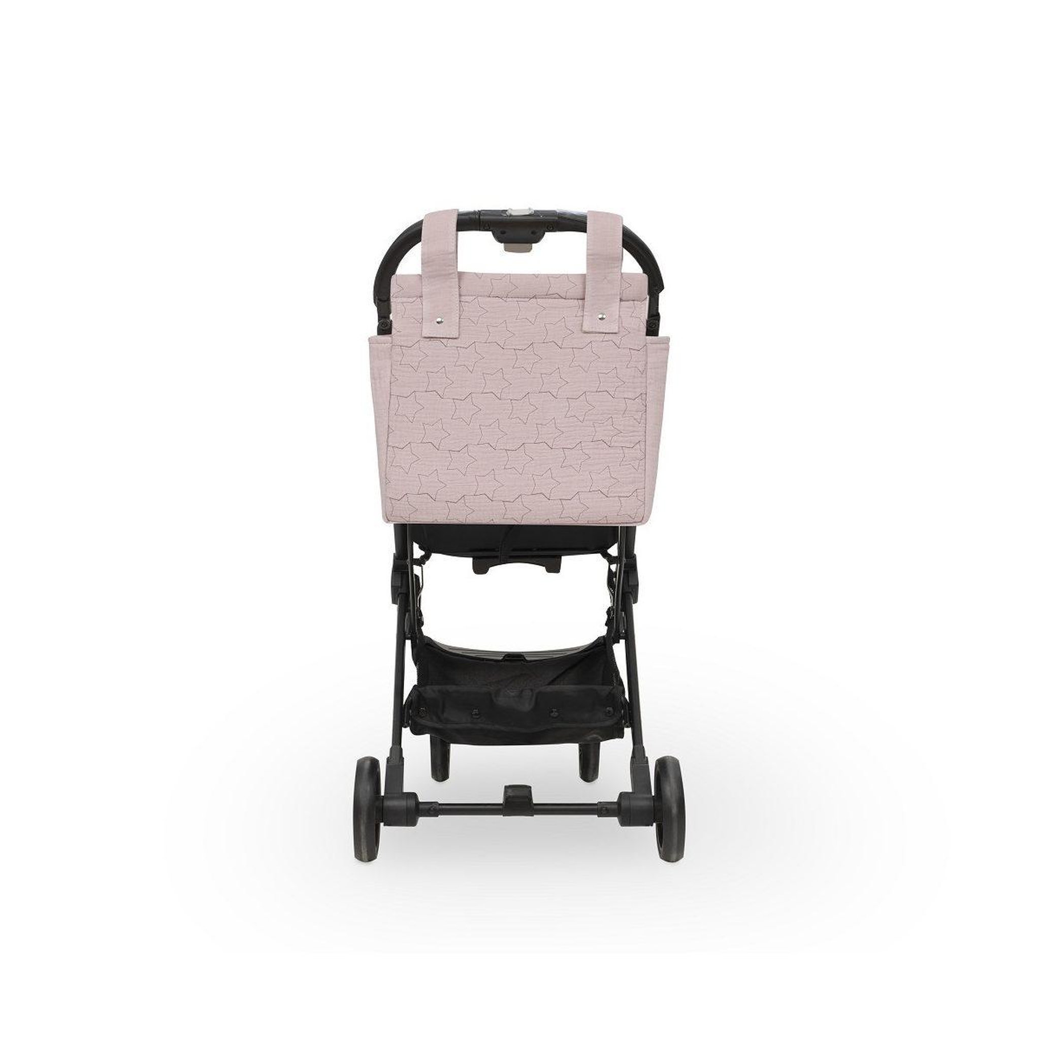 Voir la diapositive 3 : INTERBABY Sac de poussette  étoiles - coton mousseline - rose foncé - se suspend au guidon