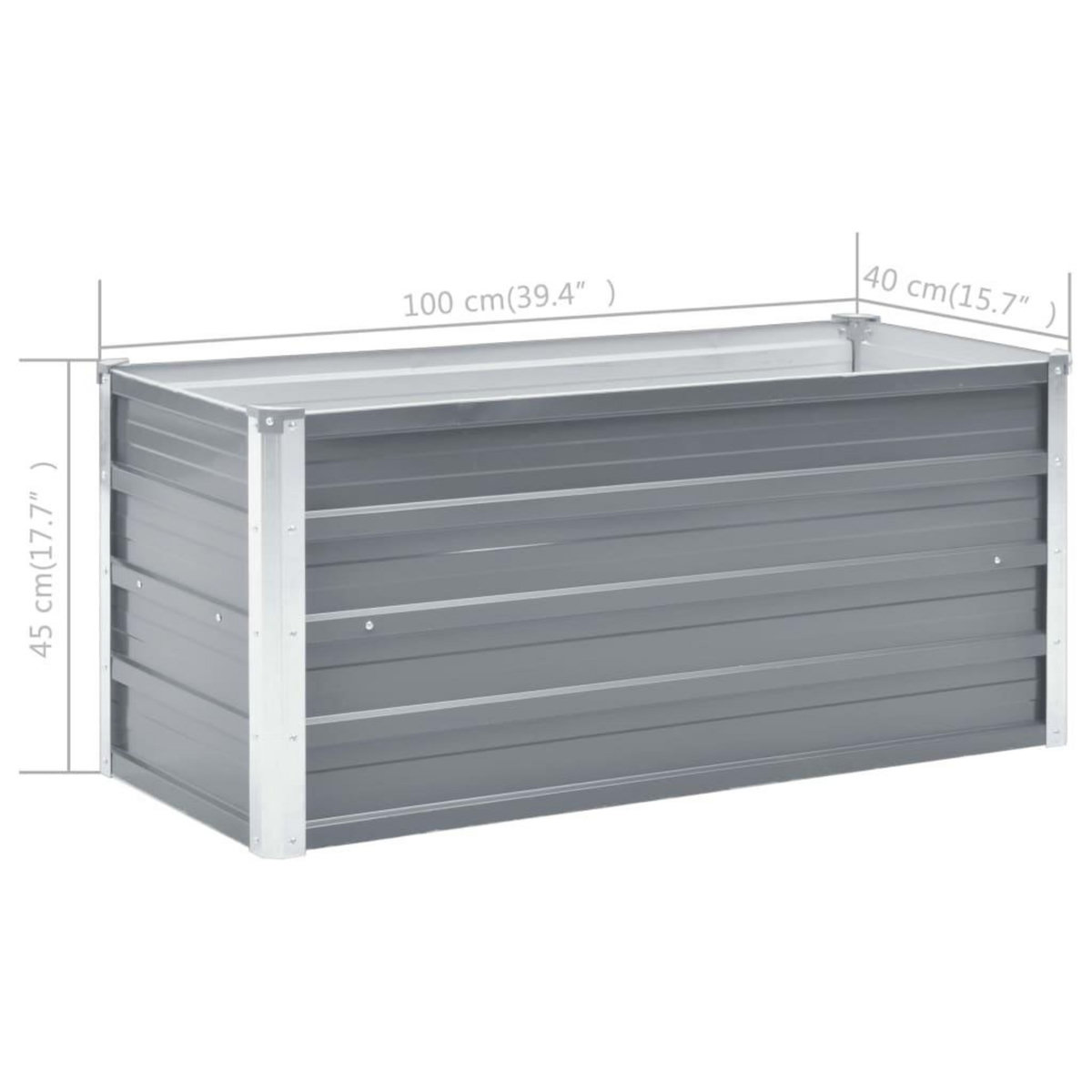 VIDAXL Lit sureleve de jardin Acier galvanise 100x40x45 cm Gris