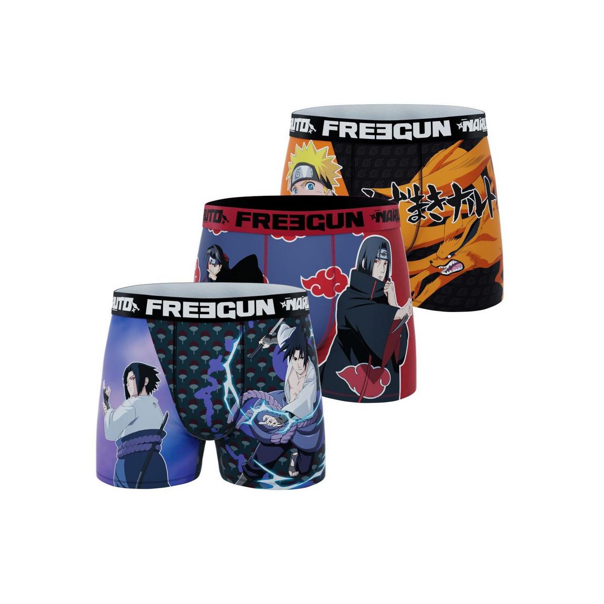 FREEGUN Lot de 3 boxers homme Naruto Shippuden