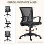 Voir la diapositive 6 : HOMCOM Chaise de bureau ergonomique - soutien lombaire intégré, fonction bascule verrouillable - polyester maille noir