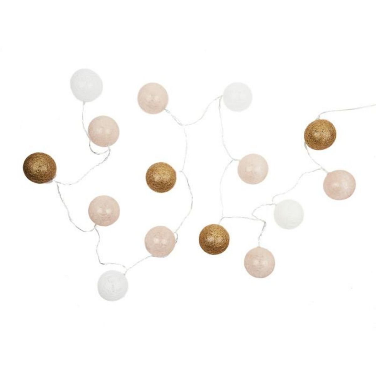 Paris Prix Guirlande Lumineuse Led  Boule  360cm Blanc & Nude