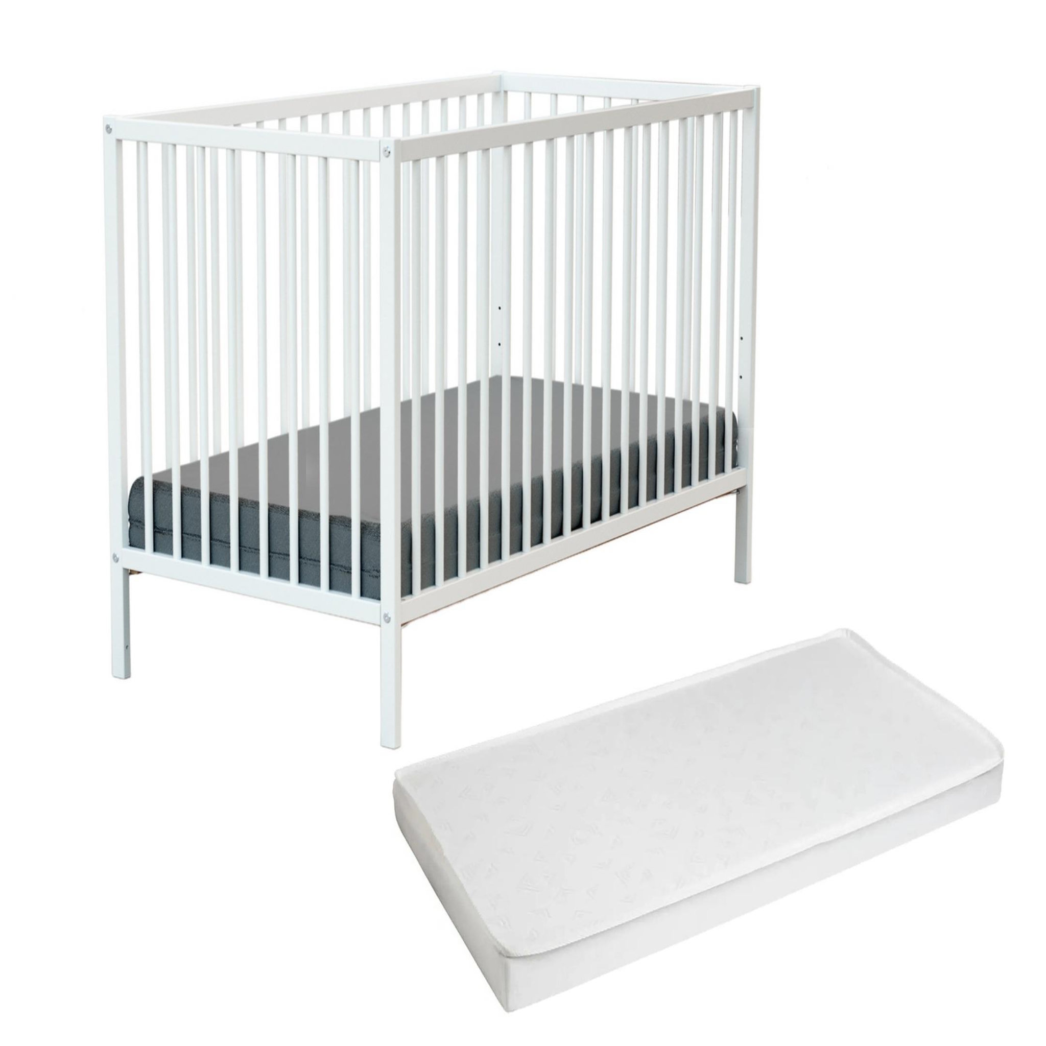 WEBABY Lit bébé en bois avec matelas. Coloris disponibles : Beige, Blanc