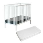 WEBABY Lit bébé en bois avec matelas. Coloris disponibles : Blanc, Beige