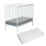WEBABY Lit bébé en bois avec matelas. Coloris disponibles : Blanc, Beige