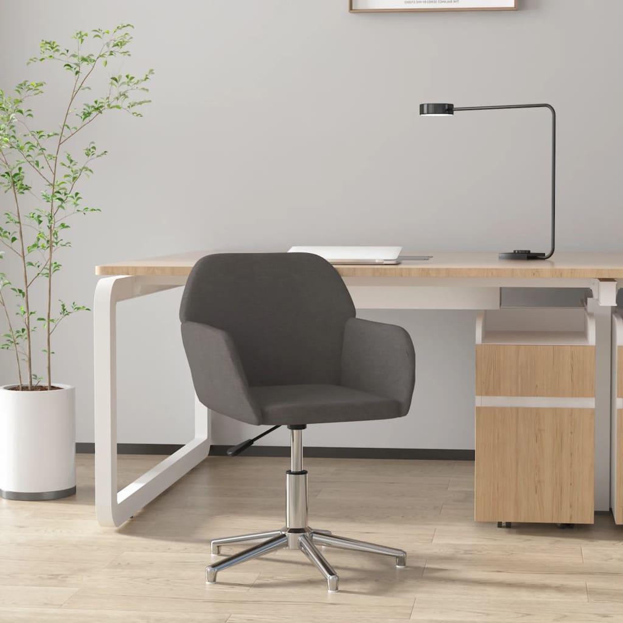 VIDAXL Chaise pivotante de bureau Gris fonce Tissu