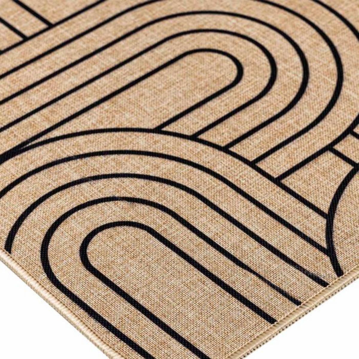 Paris Prix Tapis Déco Imprimé  Modul  45x120cm Naturel & Noir