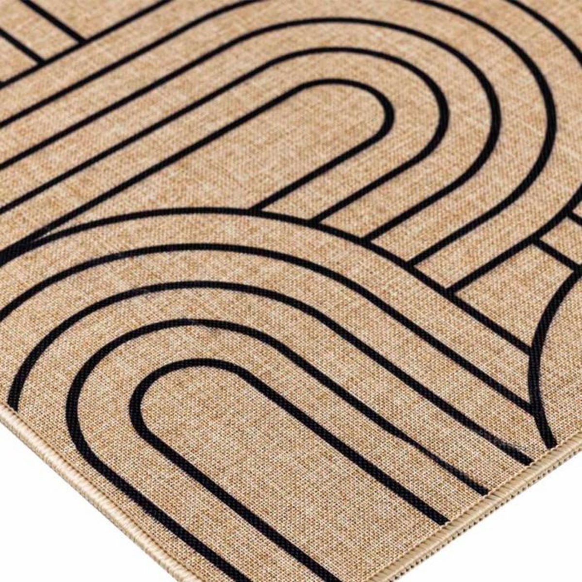 Paris Prix Tapis Déco Imprimé  Modul  45x120cm Naturel & Noir