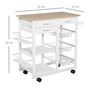 Voir la diapositive 3 : HOMCOM Chariot de service desserte de cuisine à roulettes multi-rangements 92L x 37l x 82H cm MDF imitation chêne clair pin blanc