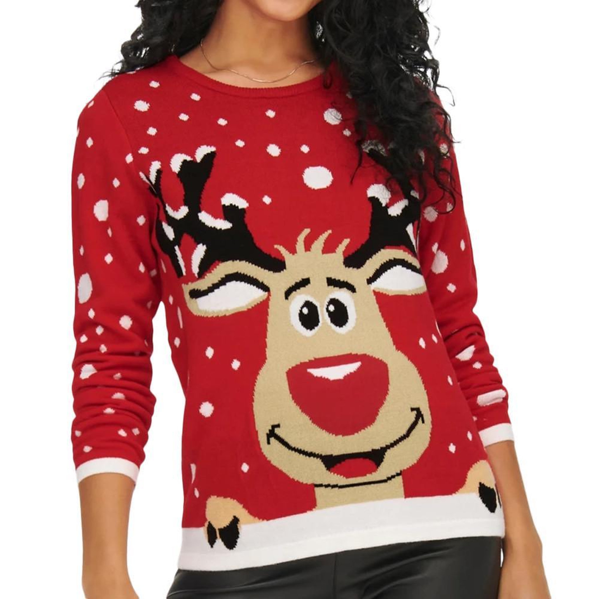 Voir la diapositive 1 : JACQUELINE DE YONG Pull de Noël Rouge Femme JDY Lucia