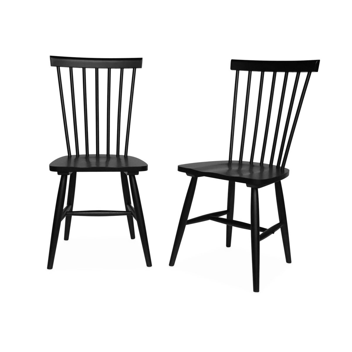 SWEEEK Lot de 2 chaises noires à barreaux en bois d'hévéa. ROMIE. L 50.8 x P 44.2 x H 90cm