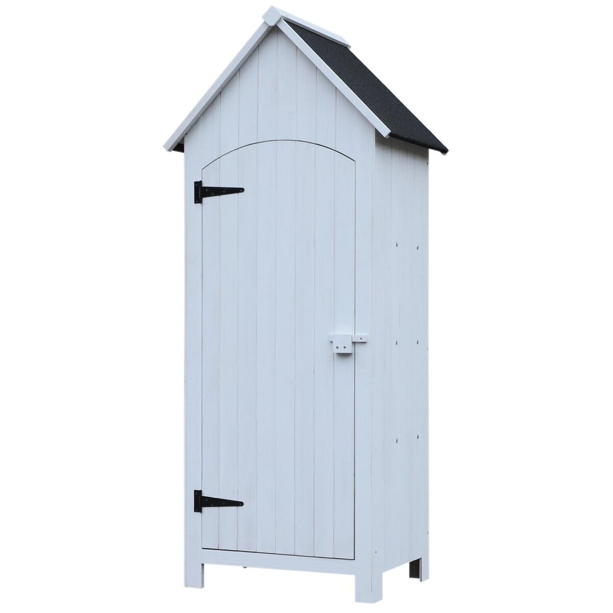 OUTSUNNY Armoire abri de jardin remise pour outils 3 étagères porte loquet toit pente bitumé dim. 77L x 54l x 179H cm bois sapin pré-huilé blanc