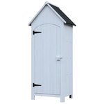 OUTSUNNY Armoire abri de jardin remise pour outils 3 étagères porte loquet toit pente bitumé dim. 77L x 54l x 179H cm bois sapin pré-huilé blanc