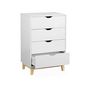 Voir la diapositive 3 : SWEEEK Commode blanche scandinave - Floki - chiffonnier avec pieds en bois de sapin. 4 tiroirs. 60x40x90cm