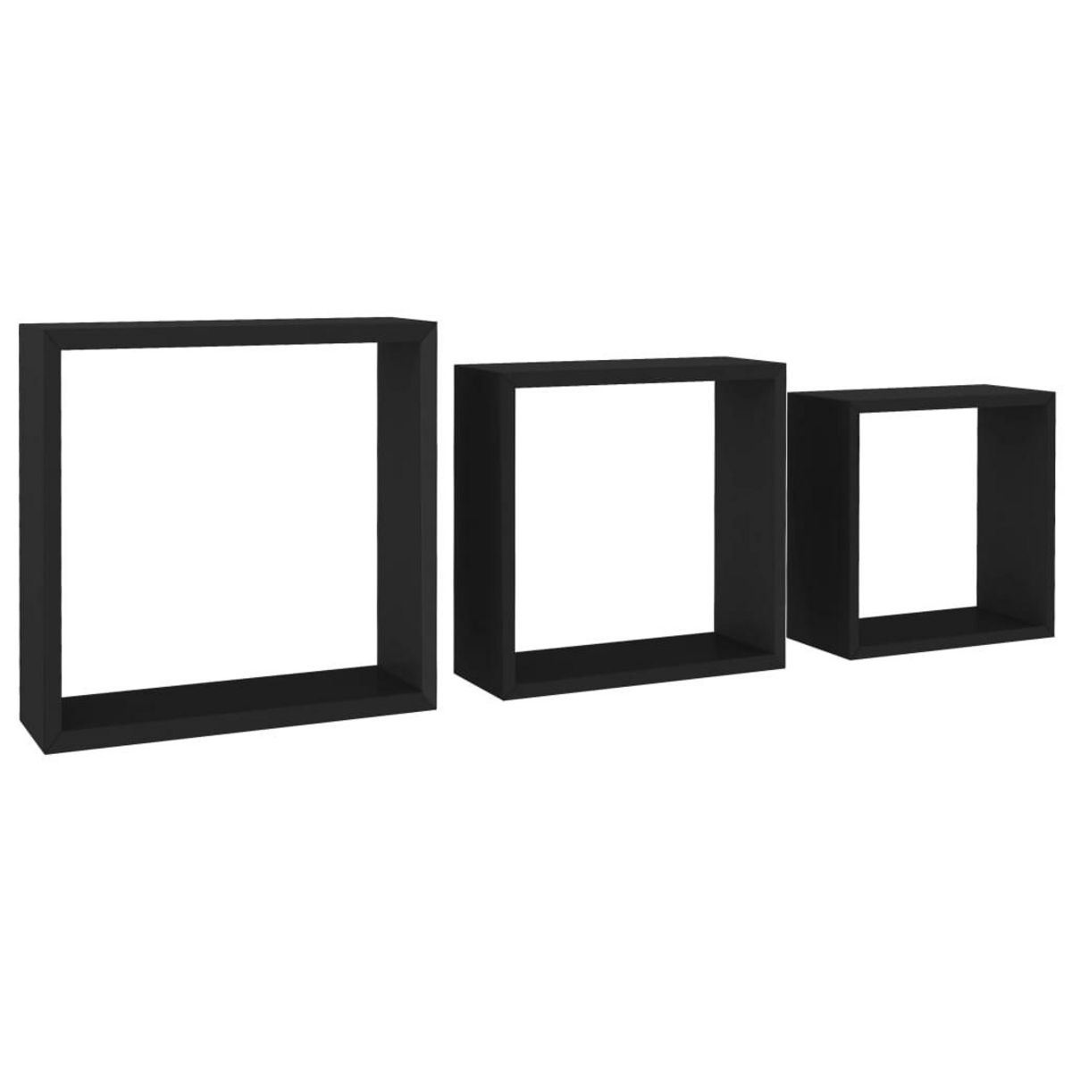 VIDAXL Etageres murales sous forme de cube 3 pcs Noir MDF