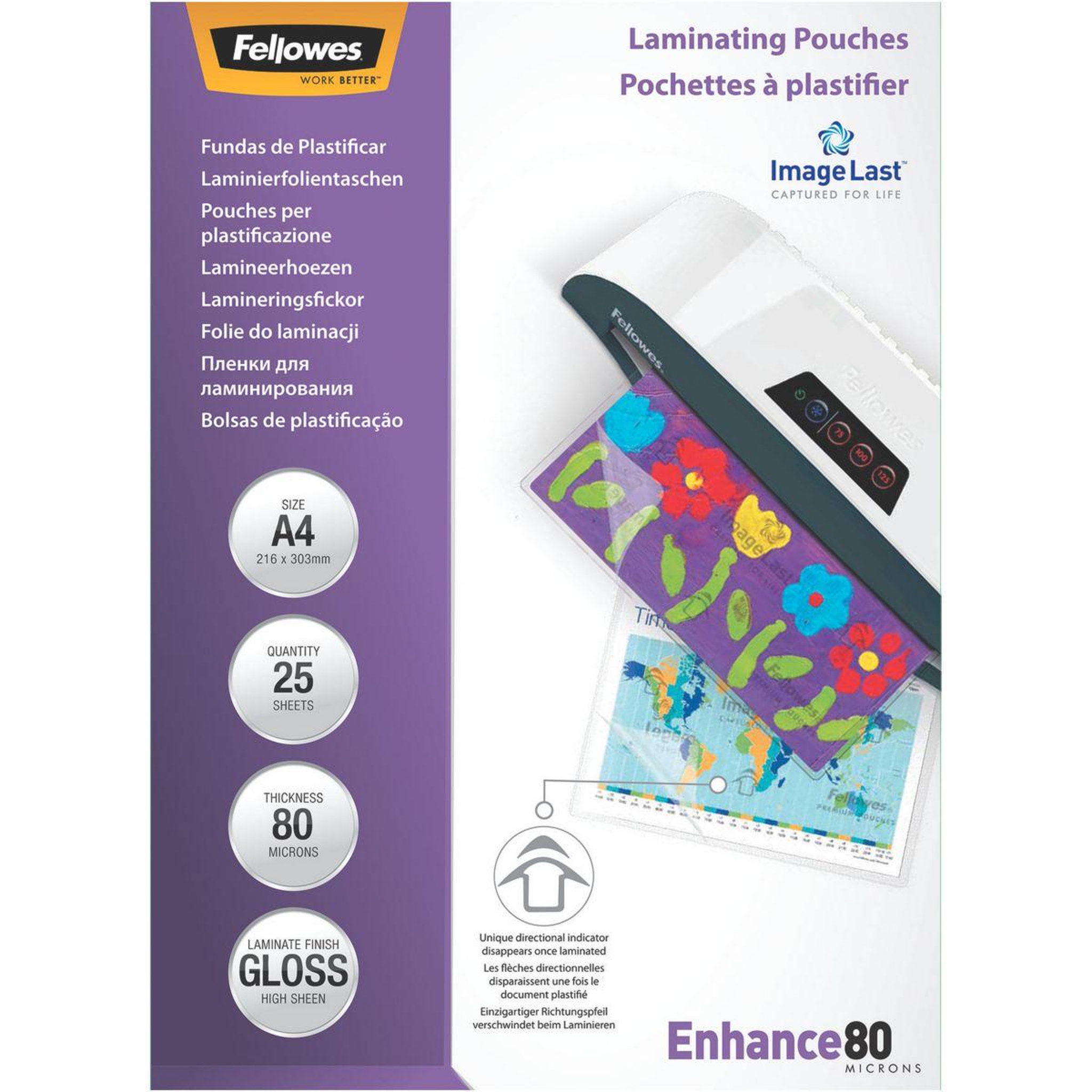 Fellowes Consommable de bureau pour plastifieuse A4 80 Micr