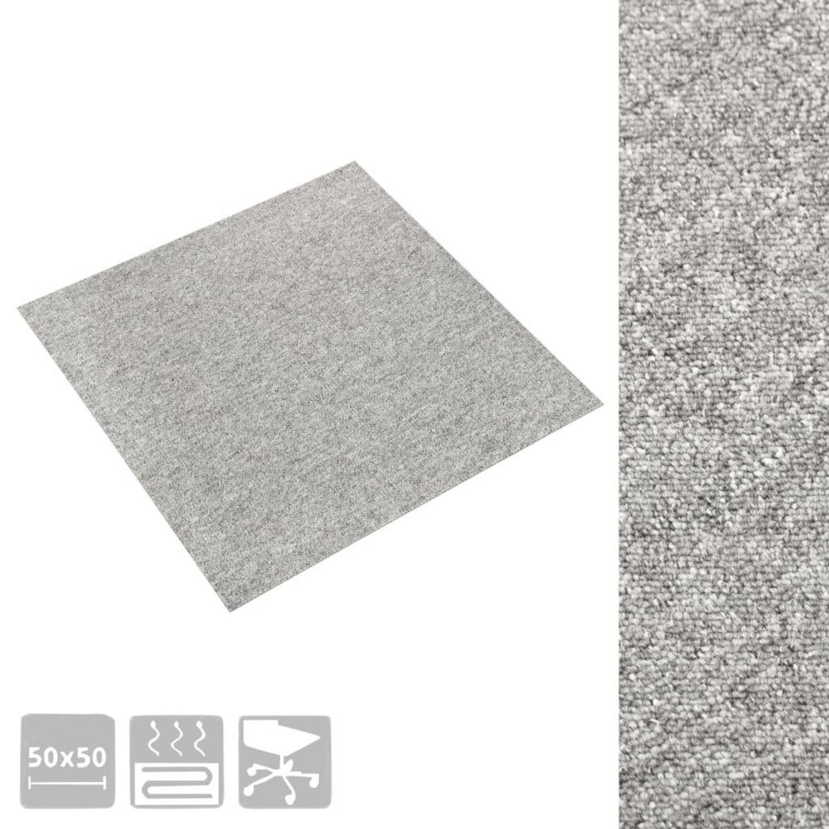 VIDAXL Dalles de tapis de sol 20 pcs 5 m^2 50x50 cm Gris clair