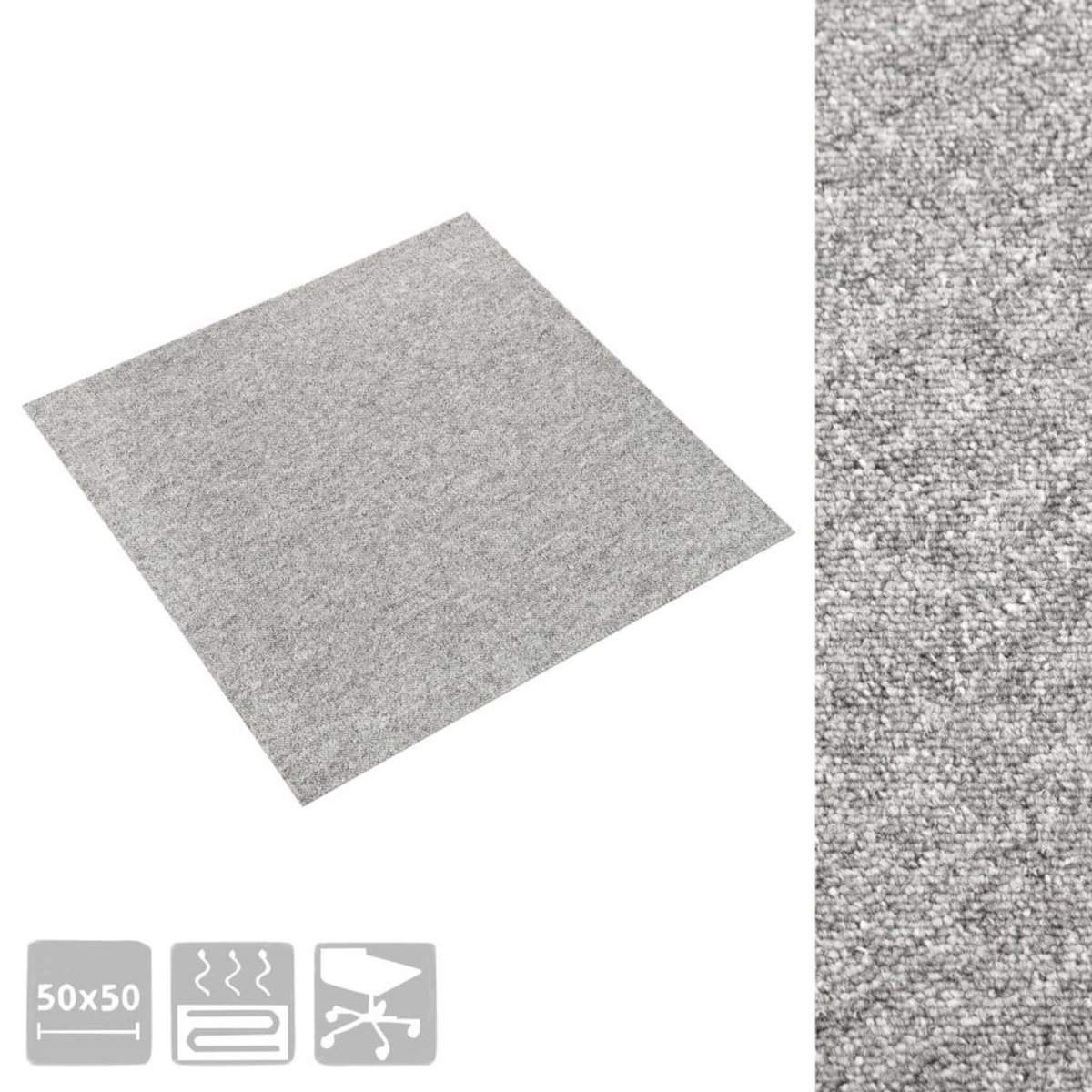 VIDAXL Dalles de tapis de sol 20 pcs 5 m^2 50x50 cm Gris clair