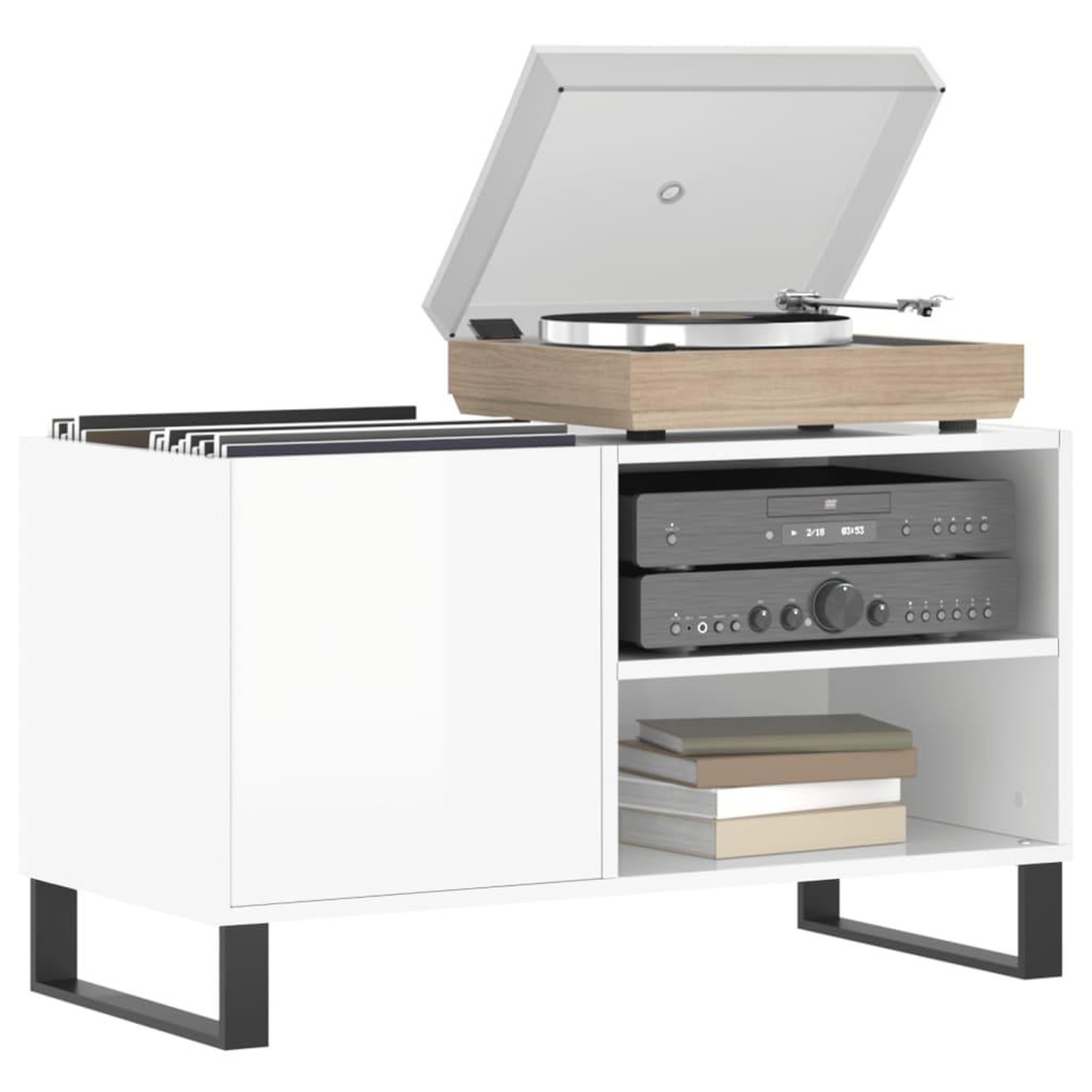 Voir la diapositive 3 : VIDAXL Armoire a disques blanc brillant 85x38x48 cm bois d'ingenierie