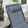 Voir la diapositive 6 : OUTSUNNY Lot de 2 bains de soleil transats pliables inclinables acier lacets élastiques noir textilène gris