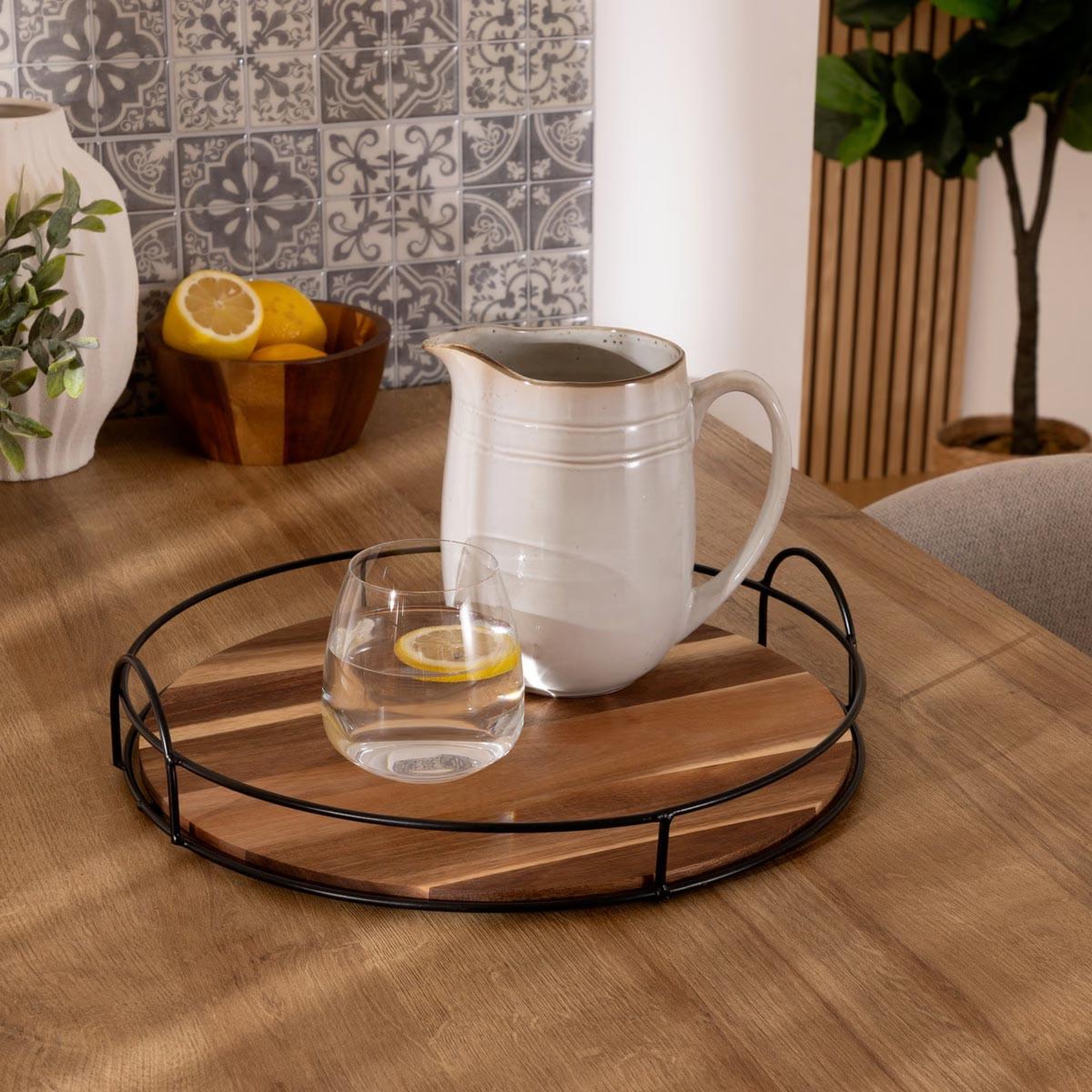 Voir la diapositive 2 : SECRET DE GOURMET Plateau de service en bois  mina  34cm marron