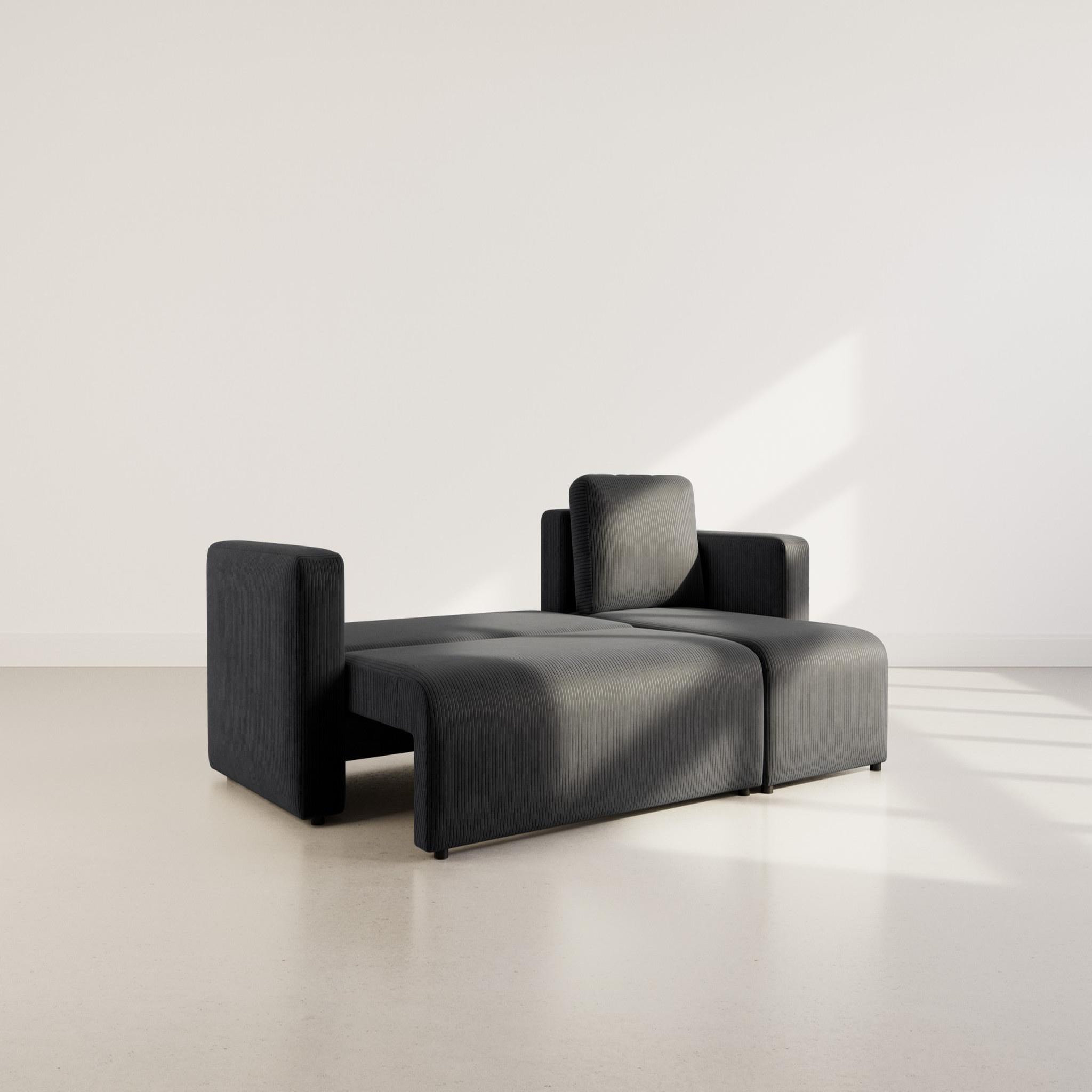 Voir la diapositive 2 : BEST MOBILIER Canopy - canapé d'angle réversible 4 places convertible avec coffre en velours côtelé