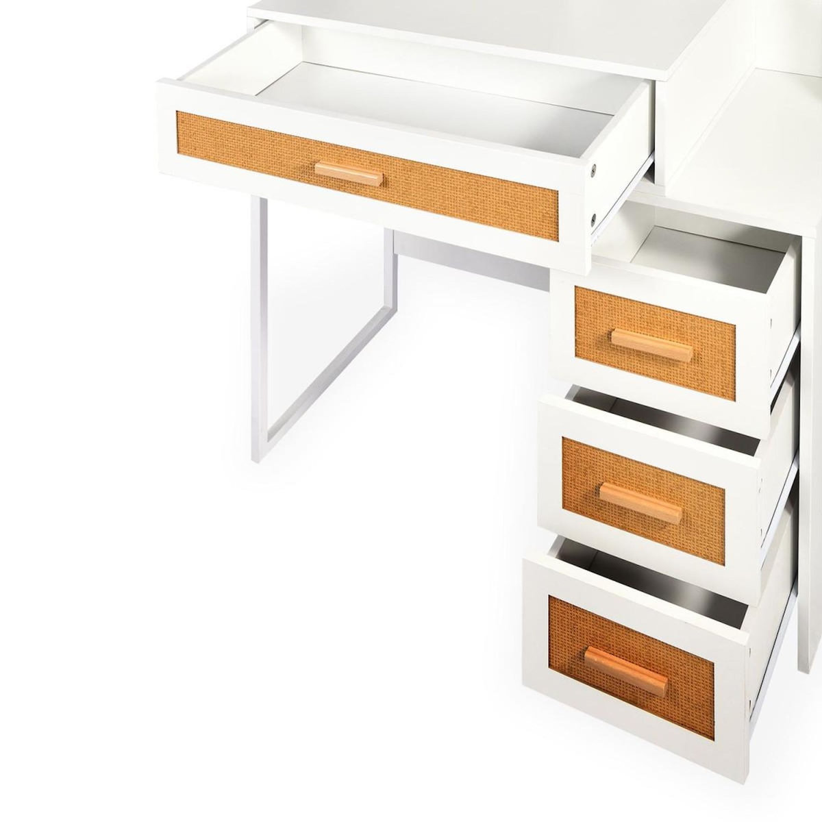 Paris Prix Coiffeuse 4 Tiroirs Avec Miroir LED  Rotina  143cm Blanc