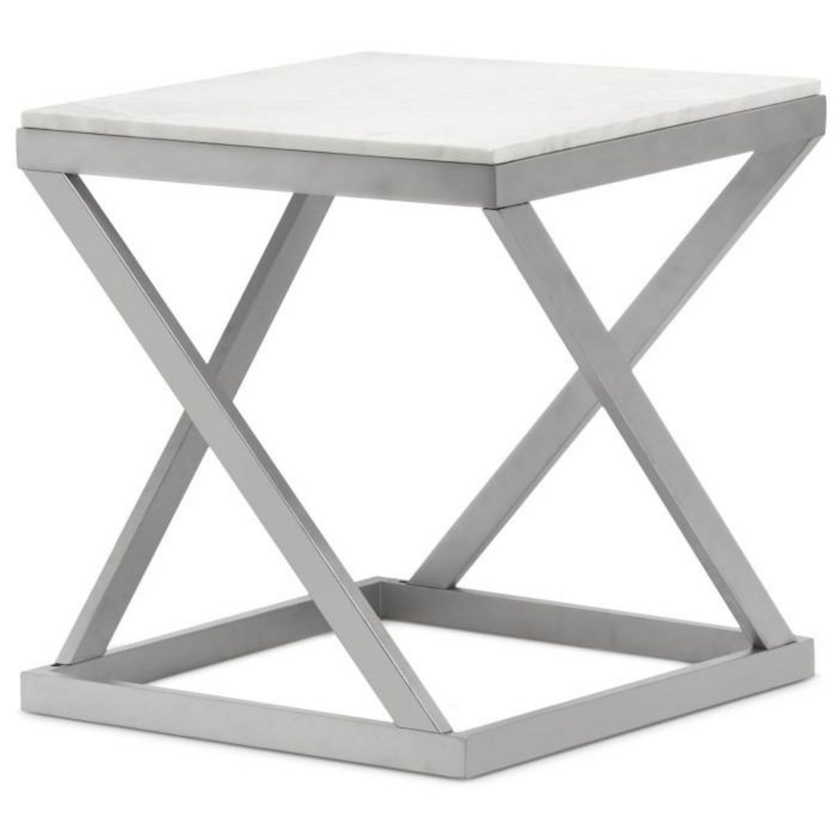 Paris Prix Table d'Appoint Design  Palamo  57cm Argent & Blanc